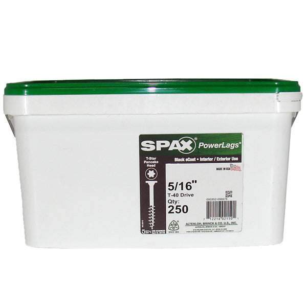SPAX Power Lags 5/16" T-40 Drive XTM T-Star Pancake Head Fastener Pail of 250