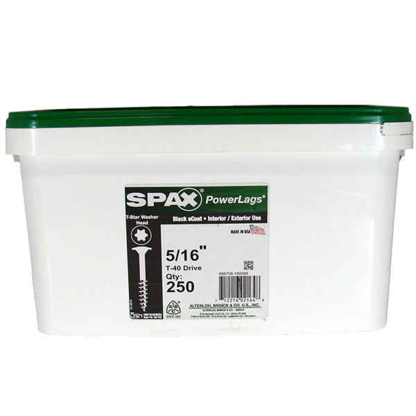 SPAX Power Lags 5/16" T-40 Drive XTM T-Star Washer Head Fastener Pail of 250