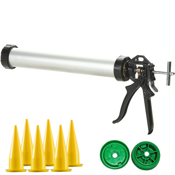 COX 51001 Avon 600 20-Ounce Dispensing Gun with 6 Cut-To-Width Nozzles and 2 Green Plastic Replacement Pistons