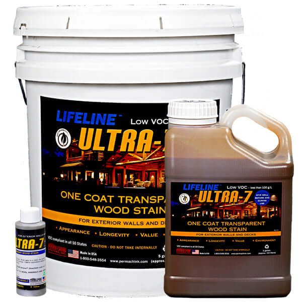 Perma-Chink Lifeline Ultra-7 is a durable wood stain featuring advanced acrylic for superior log protection.