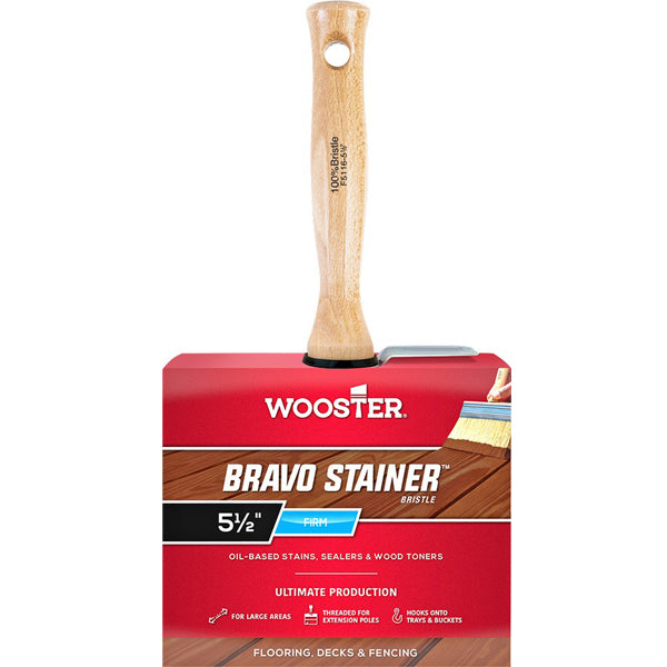 Wooster Bravo Stainer Bristle Brush 5-1/2 Inch For Oil-Based Stains F5116