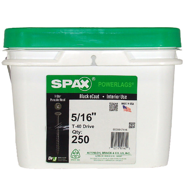 SPAX Power Lags 5/16" T-40 Drive XTM T-Star Pancake Head Fastener Pail of 250